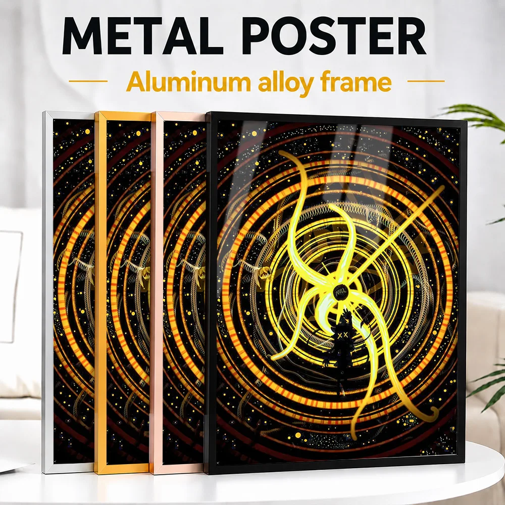 Abstract Cosmic Entity With Silhouette Framed Metal Print Personalized Photo Surreal Expression Style Wall Art For Living Room