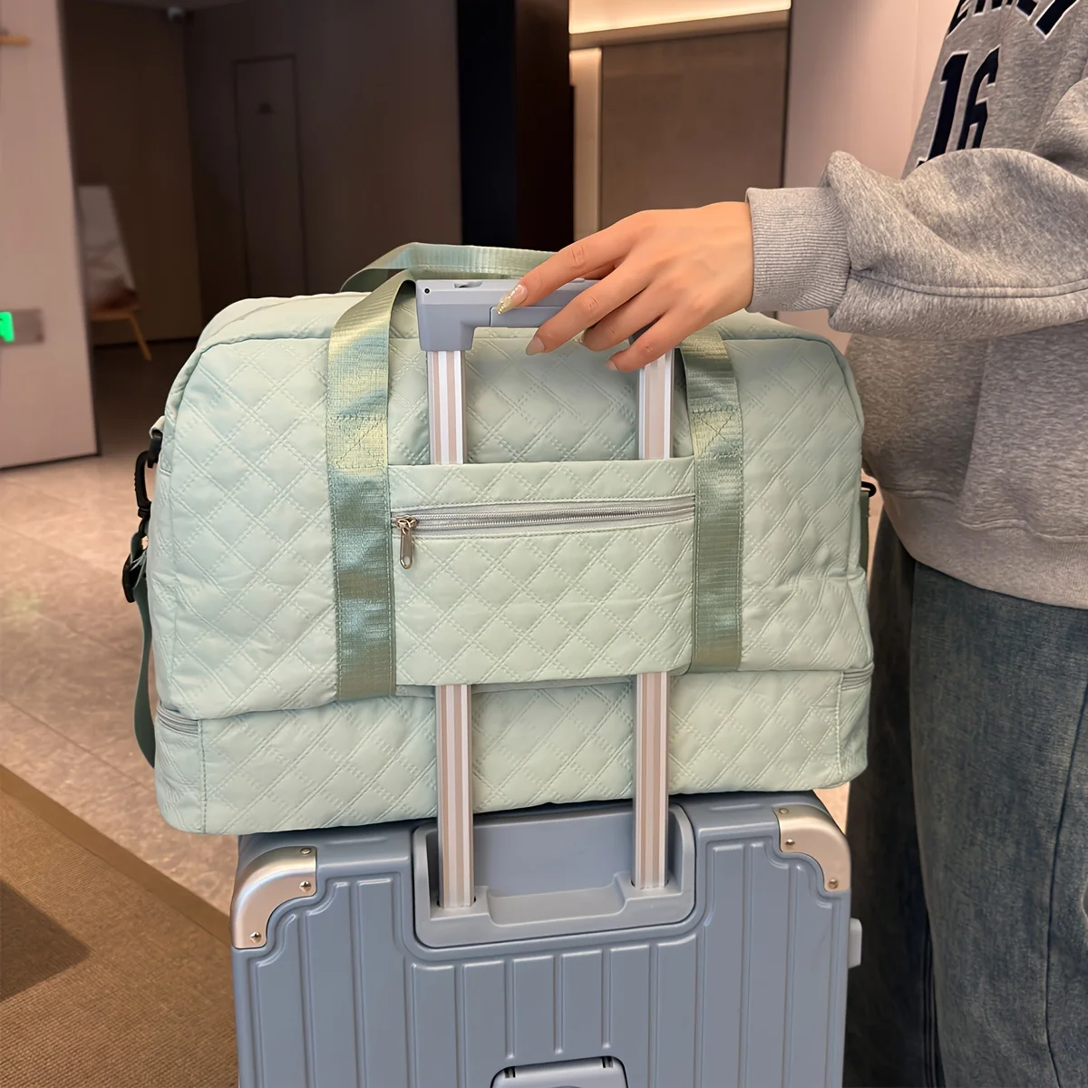 Lässige Nylon-Reisetasche, Große Kapazität für Sport- und Fitness-Aufbewahrung, Tragbare Weekender-Übernachtungstasche mit Mehreren Fächern – Detail 19