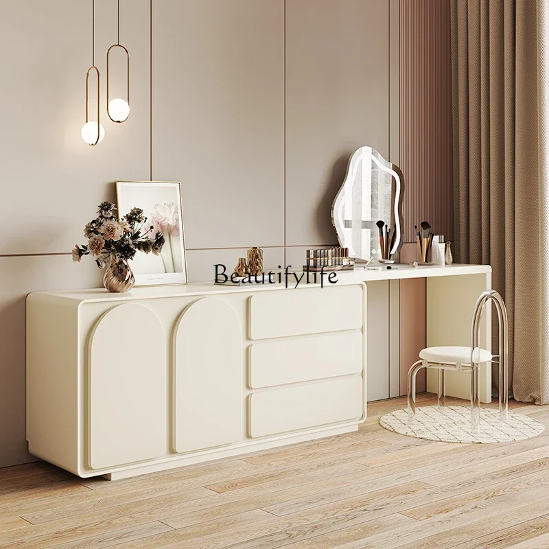 

FG17Cream wind new bedroom storage cabinet retractable makeup table