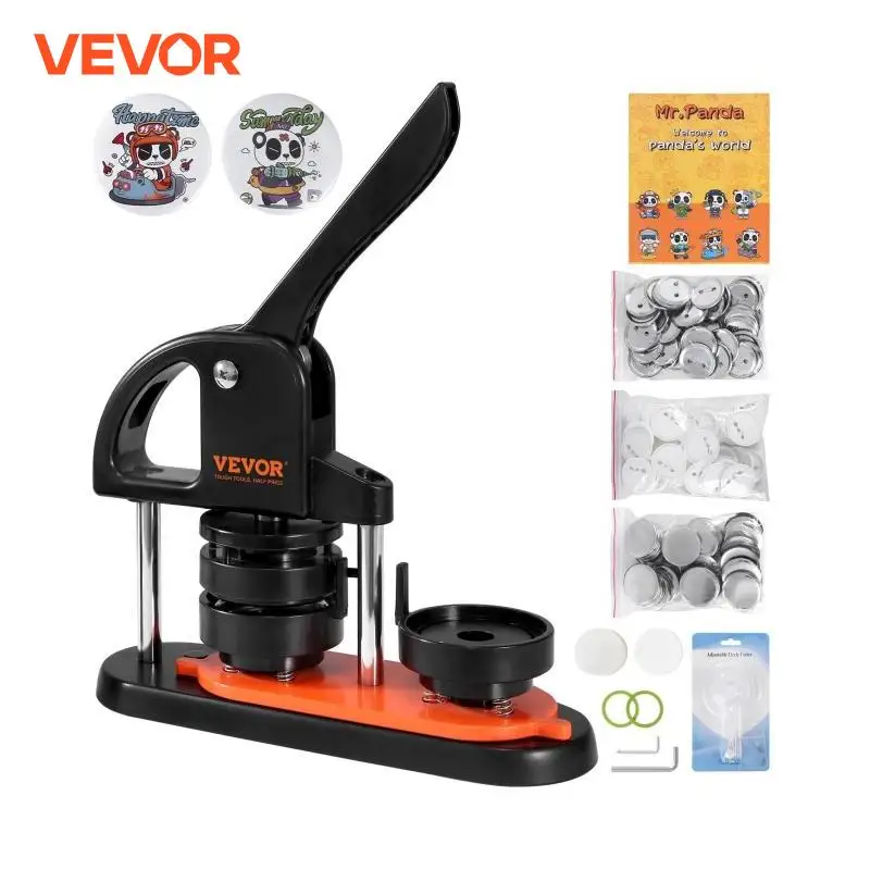 VEVOR Button Maker 25/32/58 Pin Maker with Button Parts Ergonomic Arc Handle Punch Press Kit Button Maker Machine