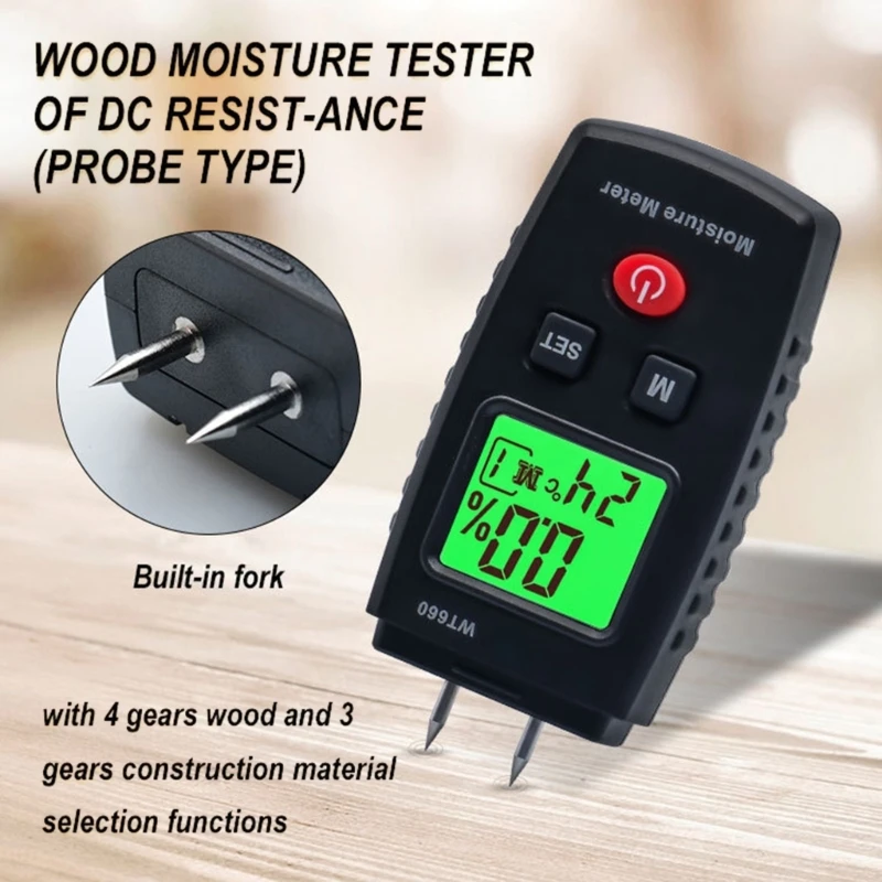 Digital Display Wood Humidity Tester Measuring Tools Two Pins Timber Hygrometer Timber Damp Detector Wood Moisture Meter