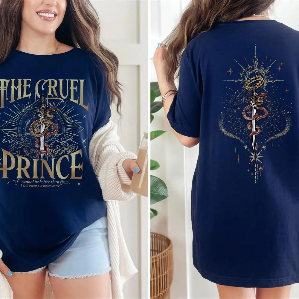 تي شيرت قطني من The Cruel Prince، هدايا كتاب Merch Jude Cardan لمحبي الكتب، ملكة الملك الشريرة من لا شيء ملابس فنية للكتاب