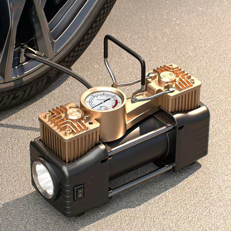 

Автомобильный компрессор 12В 120Вт с двумя цилиндрами, сверхмощный насос для накачивания шин с LED-подсветкой, электрический автомобильный насос, автоматический надувной насос