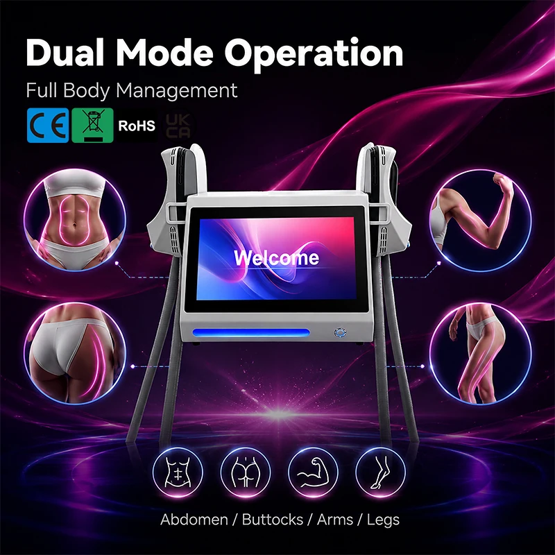 6500W EMS RF 4 Handles Optional Buttocks Fitness Equipment Body Shaping Machine High Energy Muscle Stimulation Improves Body