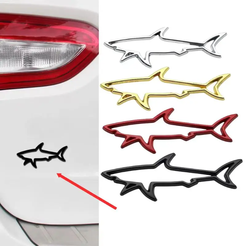 3D Metal Car Styling Sticker Hollow Fish Shark Emblem Badge Decals Automobiles Motorcycle Computer Fuel Cap Accessories 2024