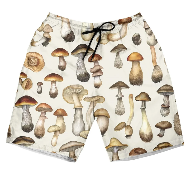

Мужские пляжные шорты Bermuda Mushroom, уличные шорты, гавайские плавки, шорты Y2K, быстросохнущие шорты для фитнеса