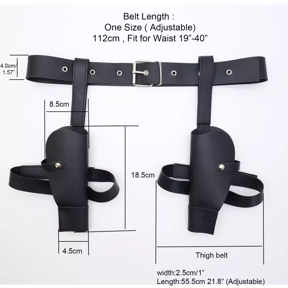 Sabuk Berburu Kulit Imitasi Gaya Barat Vintage untuk Pria, Sabuk Holster Pistol Ganda yang Dapat Disesuaikan, Multi-fungsi Multi-Saku