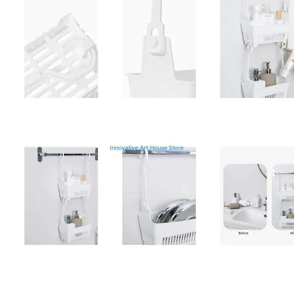 E1PC Sundries Hanging Basket Storage Drain Bag Shower Baskets with Hook Makeup for Kitchen Bathroom Cleaning Supplies
