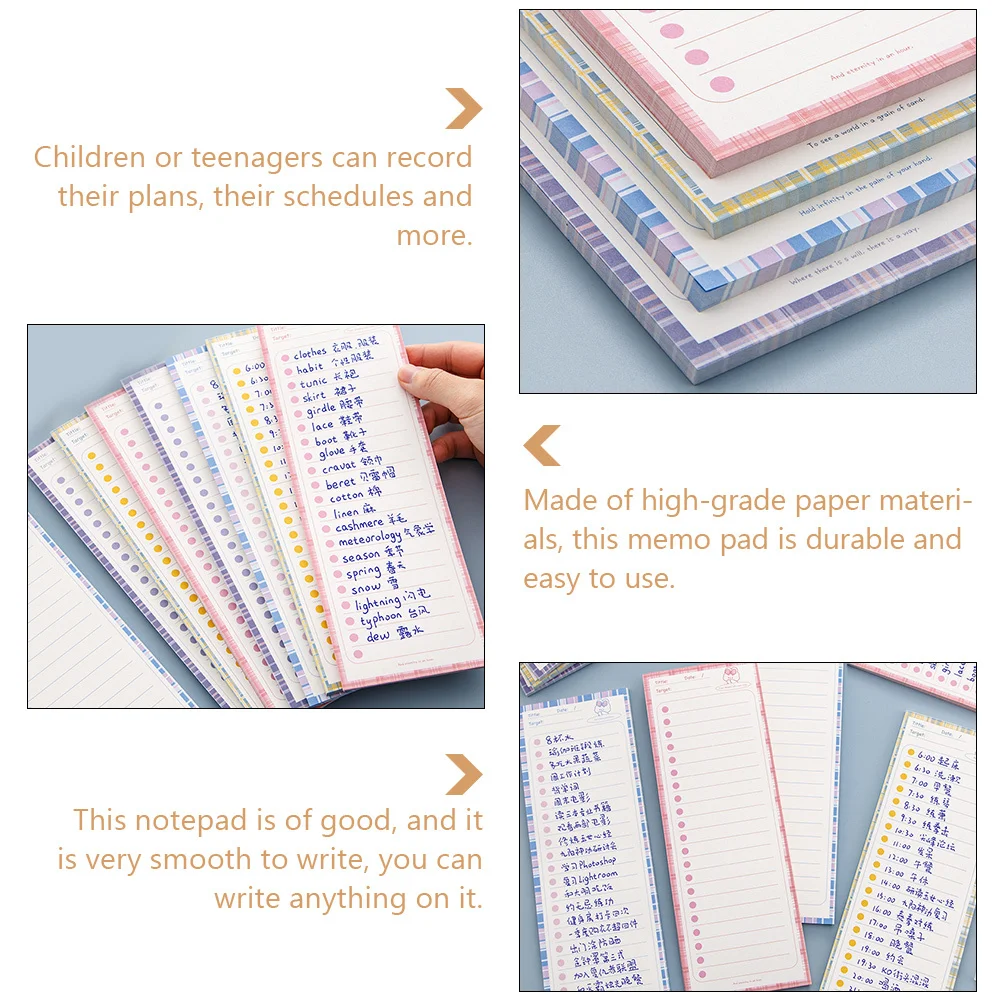 

4Pcs Memo Notepads Tear-Able Convenient Pocket Notepad for School Office Kids Plan Recording Vocabulary Memory English Words