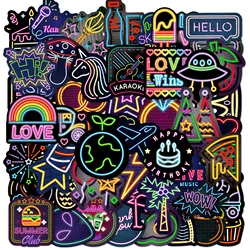 50PCS Waterproof Neon Graffiti Stickers Set for Guitar Skateboard Car Phone Toy Creative Cartoon Decoration Notebook