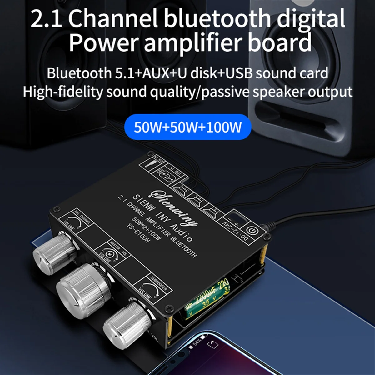 Bluetoothオーディオアンプボードモジュール,便利なチャンネル,ハイロサブウーファー,50wx2 100w YS-E100H,tpare3116