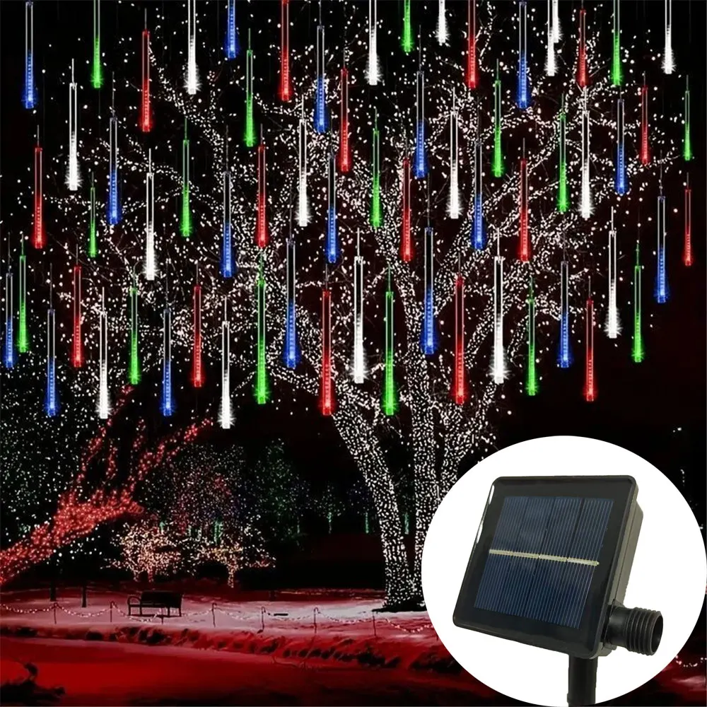 

LED 8 Tubes Wedding Fairy Light Garden Holiday Light 30/50CM Solar Meteor Shower String Light Garlands Christmas Tree Decoration