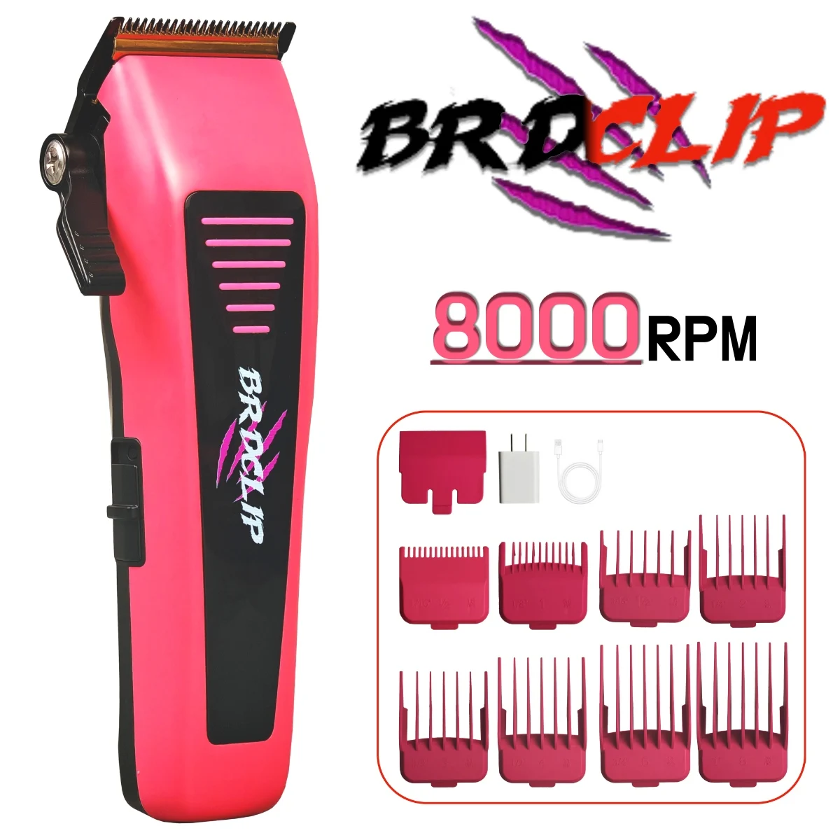 

BRDCLIP 6410 Профессиональная электрическая машинка для стрижки волос, высокоскоростной двигатель, 8000 об/мин, DLC Fade Blade, парикмахерская, машинка для стрижки волос для мужчин