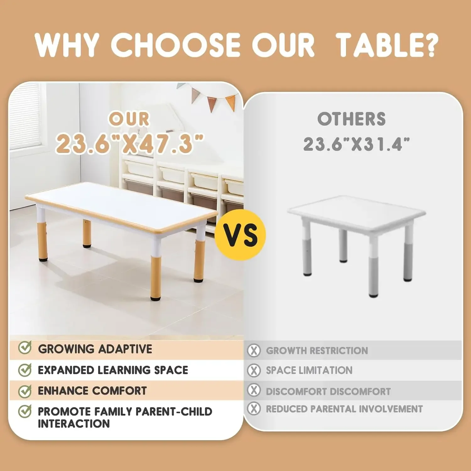 Table and Chair Set, Kids Table and Chair Set, Adjustable Kids Table, Non-Slip Table Legs&Organizer, Graffiti Desktop, Suitable