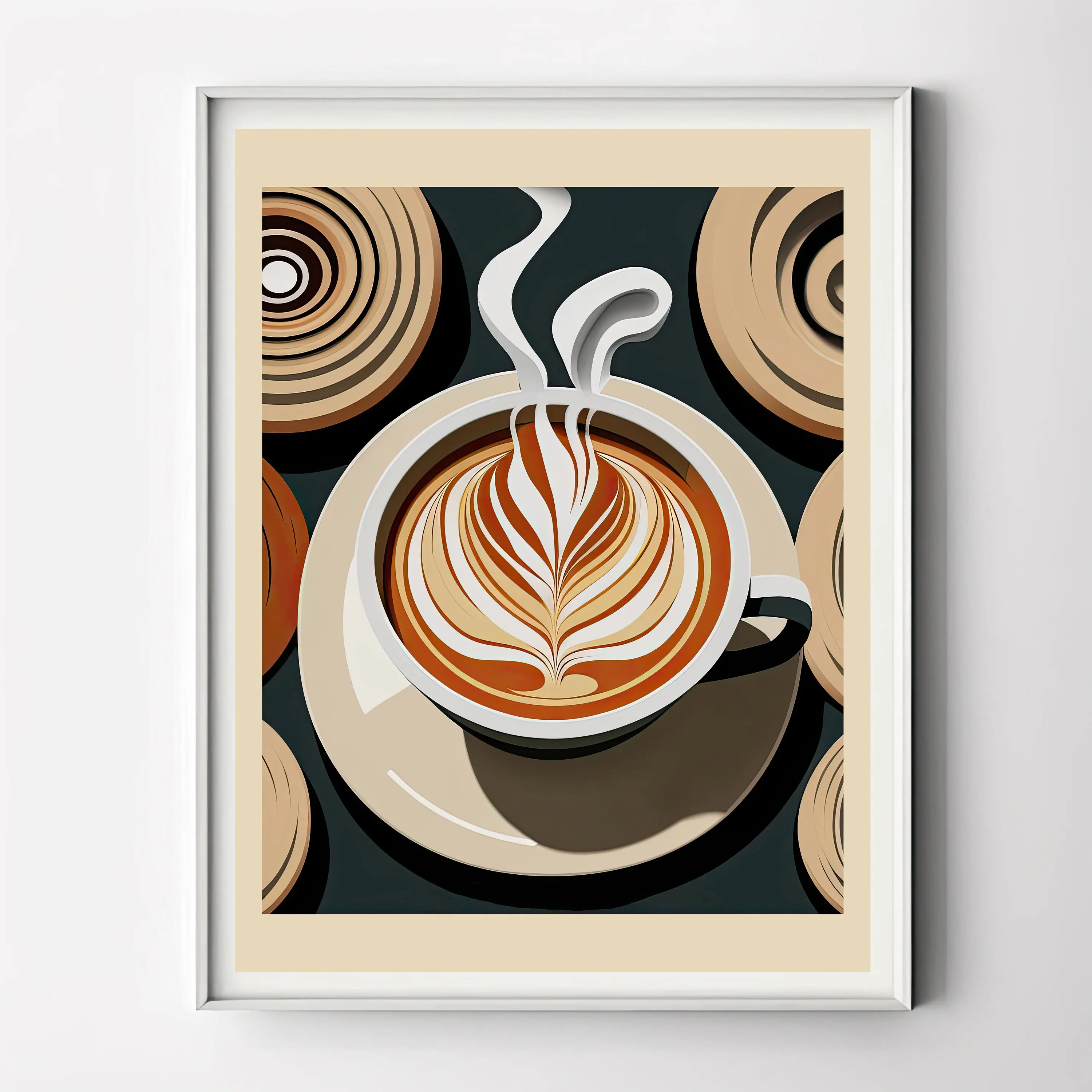 Set of 3 Mid Century Modern Kitchen Latte Art And Coffee Machine Poster Print Wall Pictures Canvas Painting Room Home Decor Gift