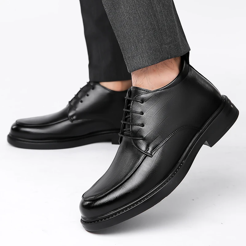 Winter formal men's leather shoes Fashionable classic minimalist style Outdoor street Hot selling Office business warm shoes