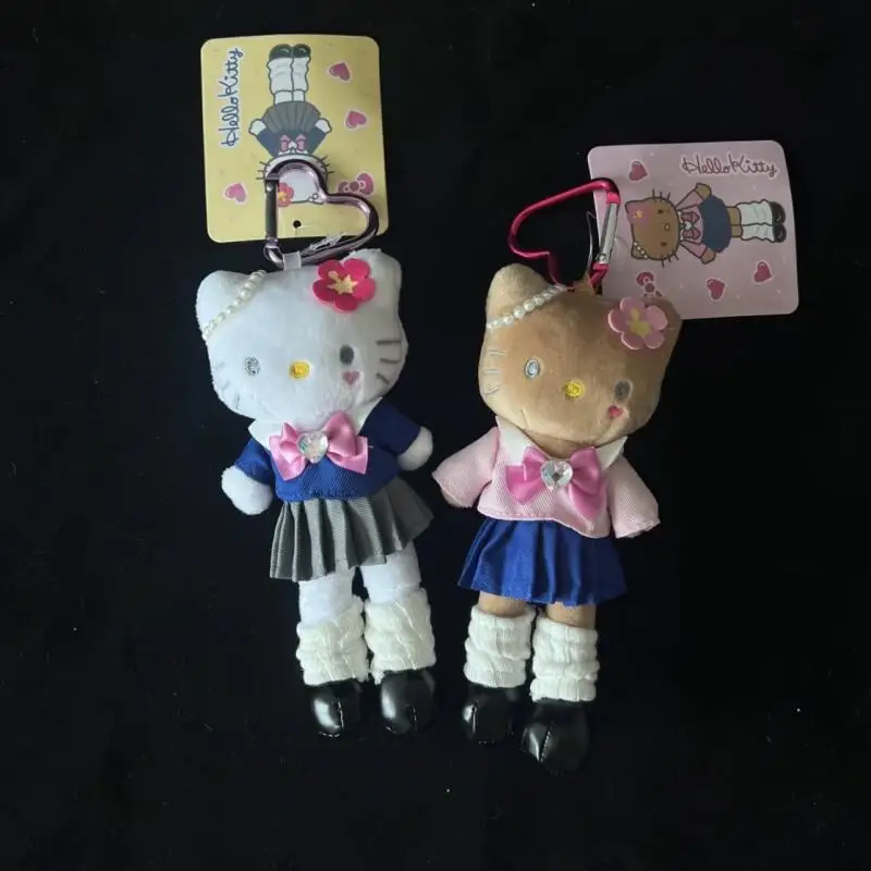 

Sanrio Hello Kitty, длинная студенческая форма, матросская юбка, украшенная бисером, головные уборы с вишневым цветом, мягкий плюшевый кулон, подарок для пары