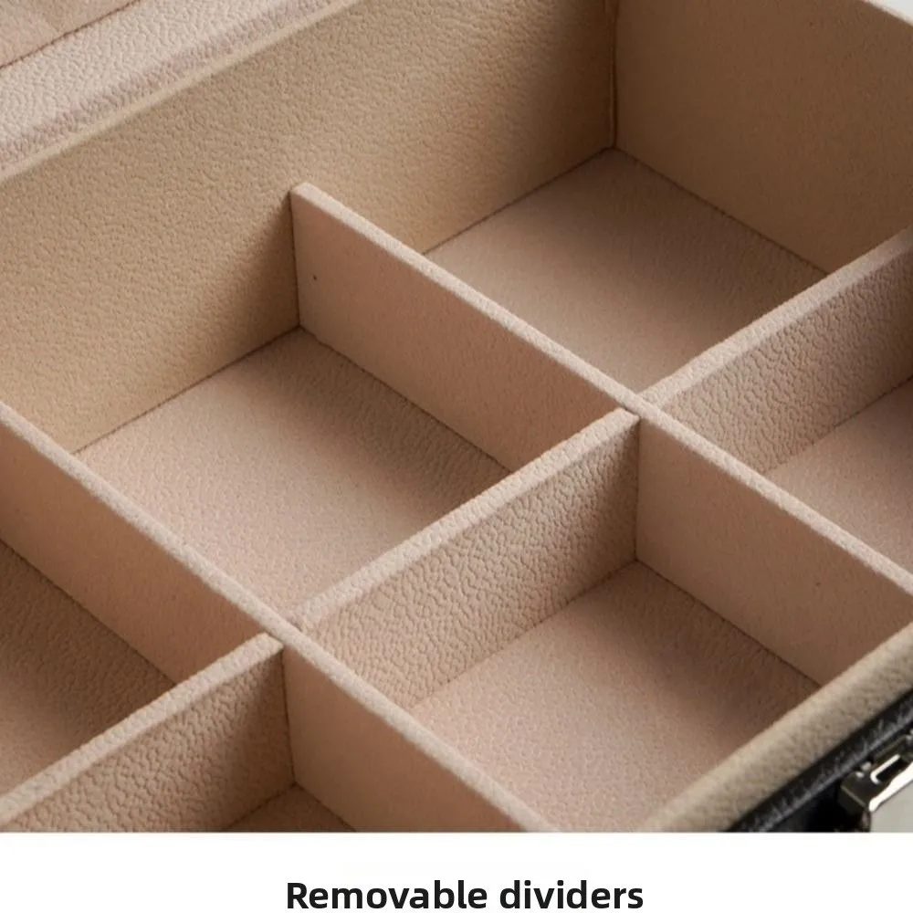 2 Layer Double-layer Jewelry Box with Lock PU Leather Necklace Earring Box Dustproof Large Capacity Leather Jewelry Organizer