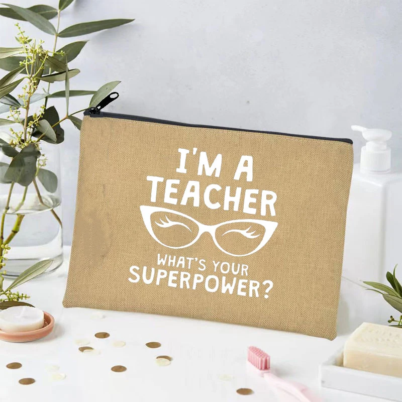 Teach Love Inspire-Bolso de mano para lápices, bolsa de diseñador de marca de lujo para cosméticos, lápiz labial, el mejor regalo para profesores, bolsas esenciales de viaje