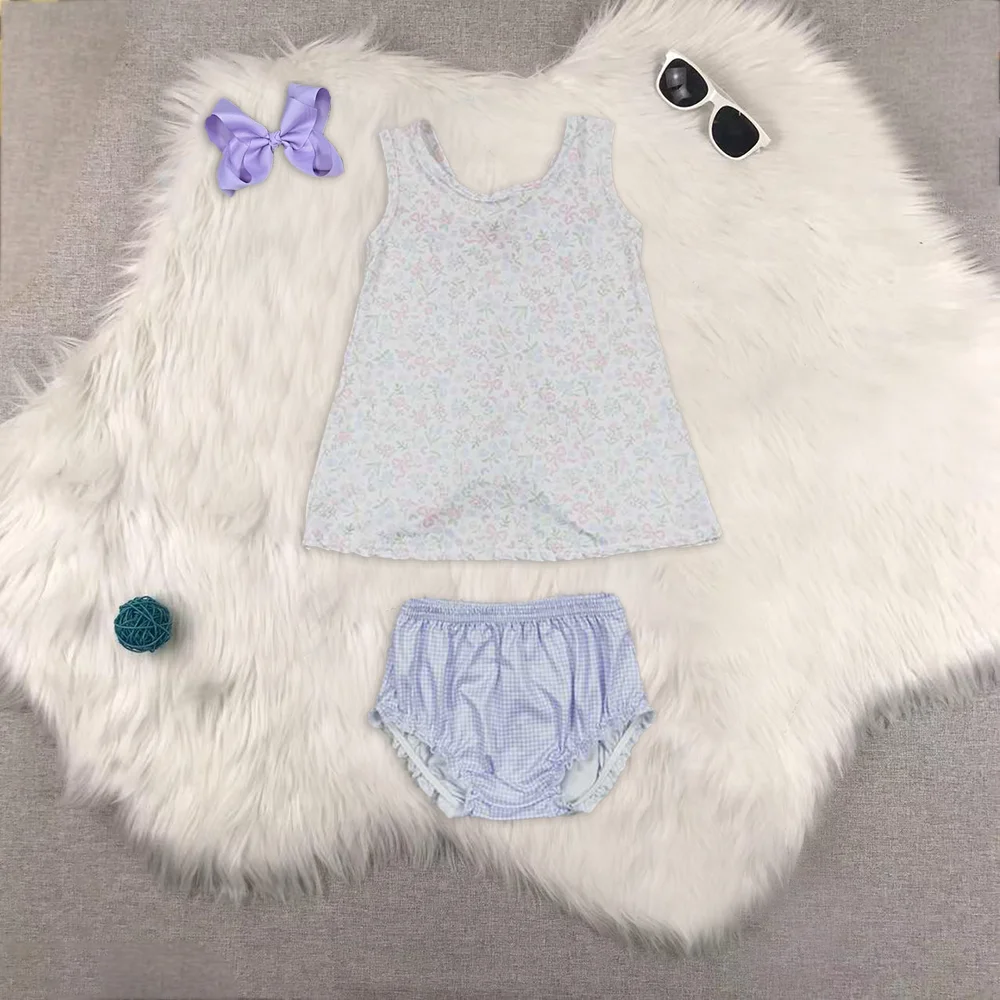 

Baby Girls Bows Flowers Sleeveless Tunic Top Bummies Clothes Sets