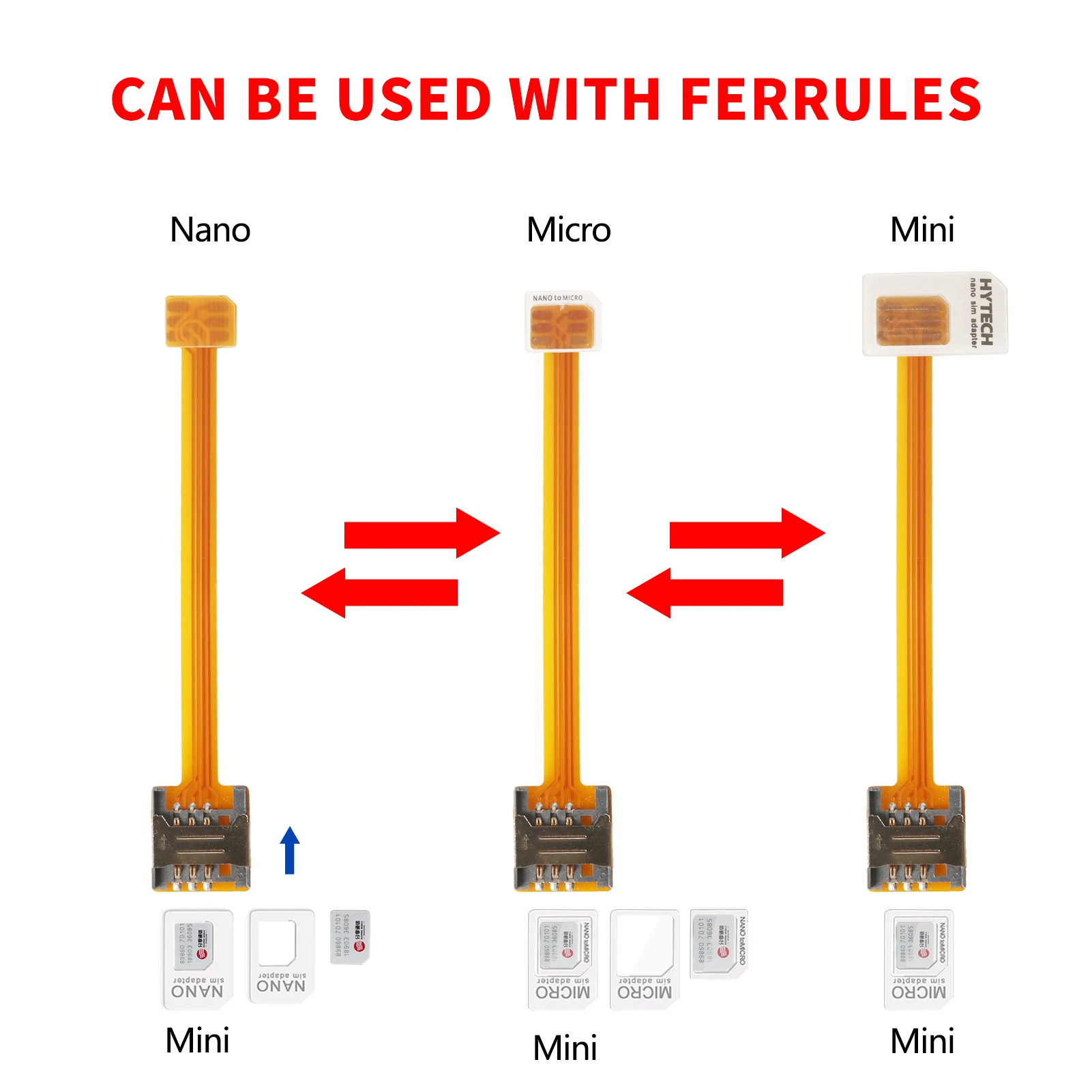 2FF Standard SIM Card Extension Converter to 3FF Micro 2FF Standard 4FF Nano sim card fpc Soft Cable Extender  Adapter 2pcs