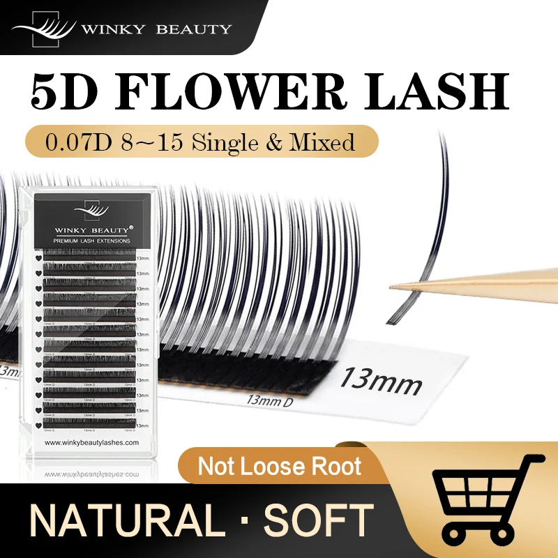 winky beauty 5D Flower Fairy Flora Lashes Cluster Classic Individual Eyelash Extension Lashes  W Style Natural Soft  Eyelashes