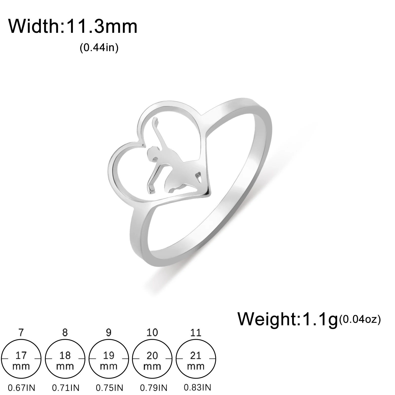 COOLTIME Ballerina Dancing Girl Heart Ring for Women Stainless Steel Ballet Dancer Finger Ring Fashion Jewelry Music Party Gifts