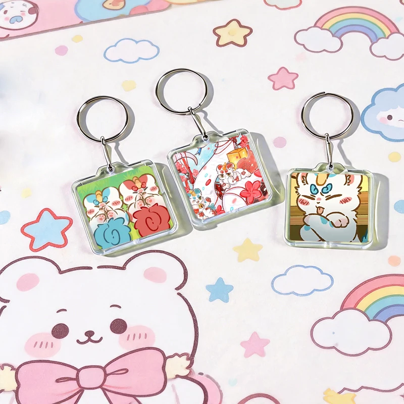Cute Anime Fabulous Beasts Acrylic Keychain Handmade Hanging for Clothes Backpack Decoration Accessories Gifts with Friends