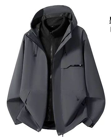 Men Women 3 in 1 Outdoor Jacket Detachable 350g Fleece Liner Windproof Water Repellent Hooded Coat Couple Hiking Camping Ski Pur