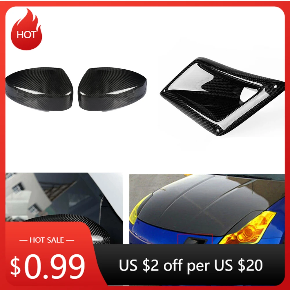 

For Nissan 350Z Z33 2003-2009 Carbon Fiber Side Rear View Mirror Cover Front Bonnet Engine Hood Scoop Bezel Air Vent Body Kits