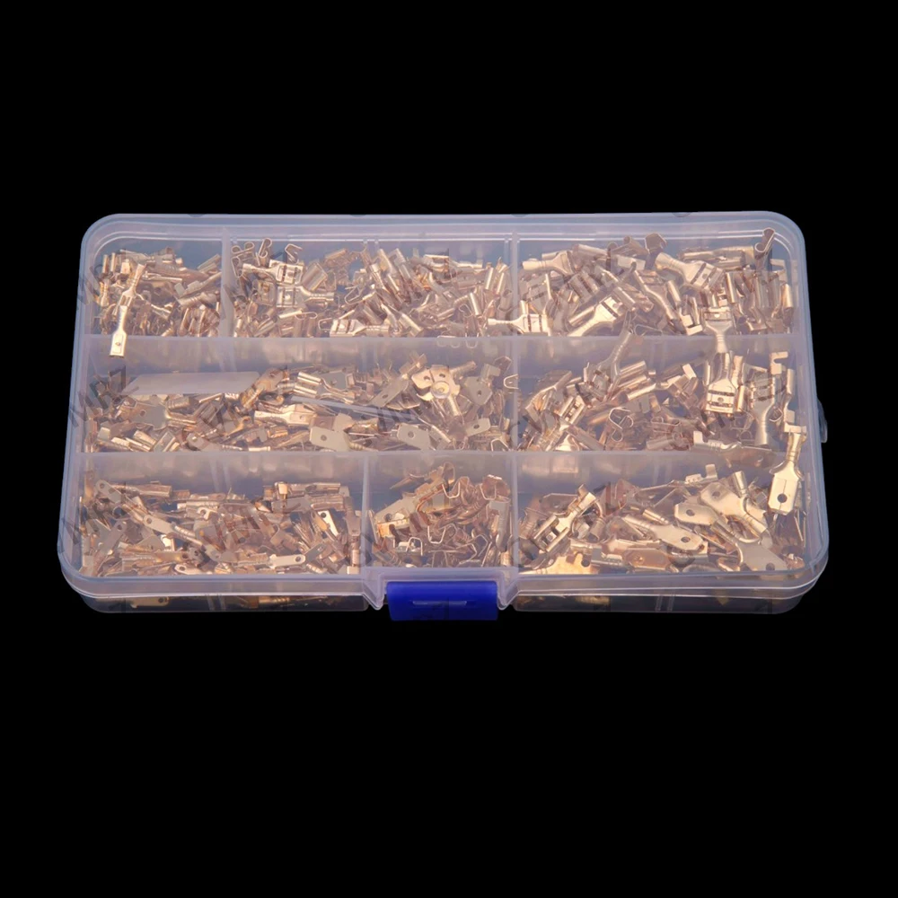 600PCS gold-plated 2.8mm 4.8mm 6.3mm spring-loaded terminals Brass connector 2.8mm 4.8mm 6.3mm