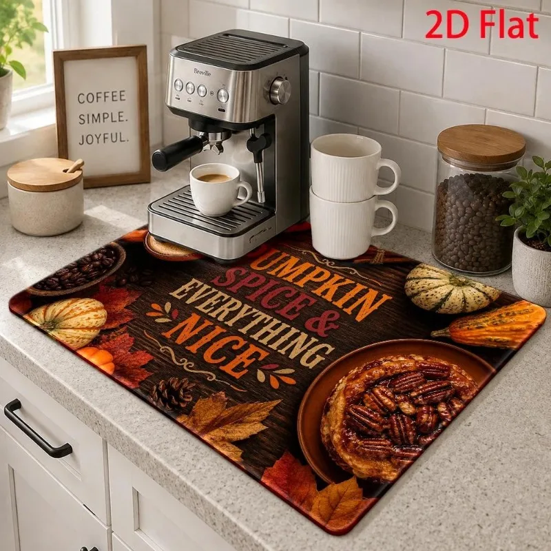 Countertop Protector Pad Pumpkin Spice Lettering Whole Pecan Pie Desktop Protection Fall Rug