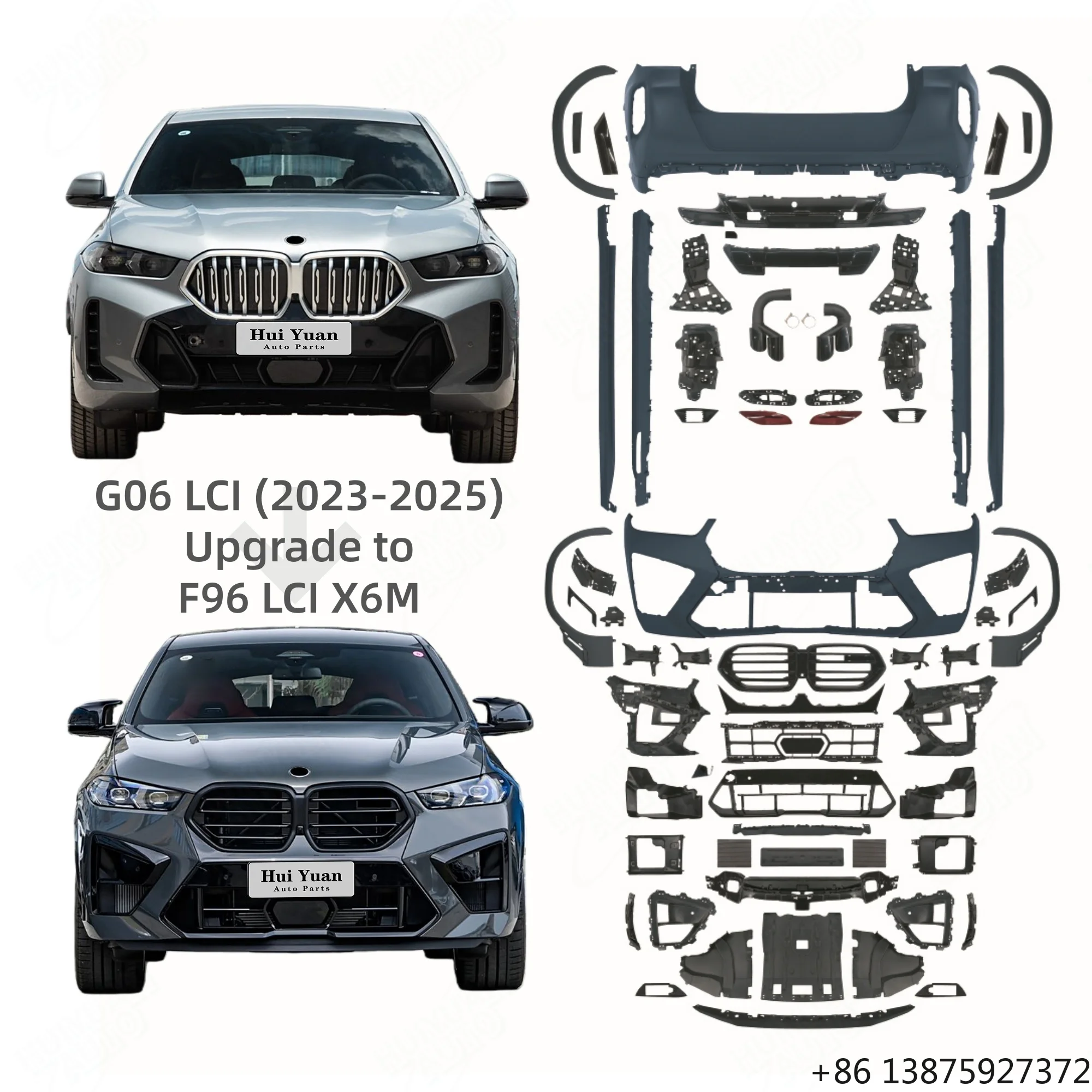 

Оригинальный качественный комплект для модификации автомобиля X6 G06 LCI 2023+ (обновление до F96 LCI X6M): передний и задний бамперы, выхлопные трубы