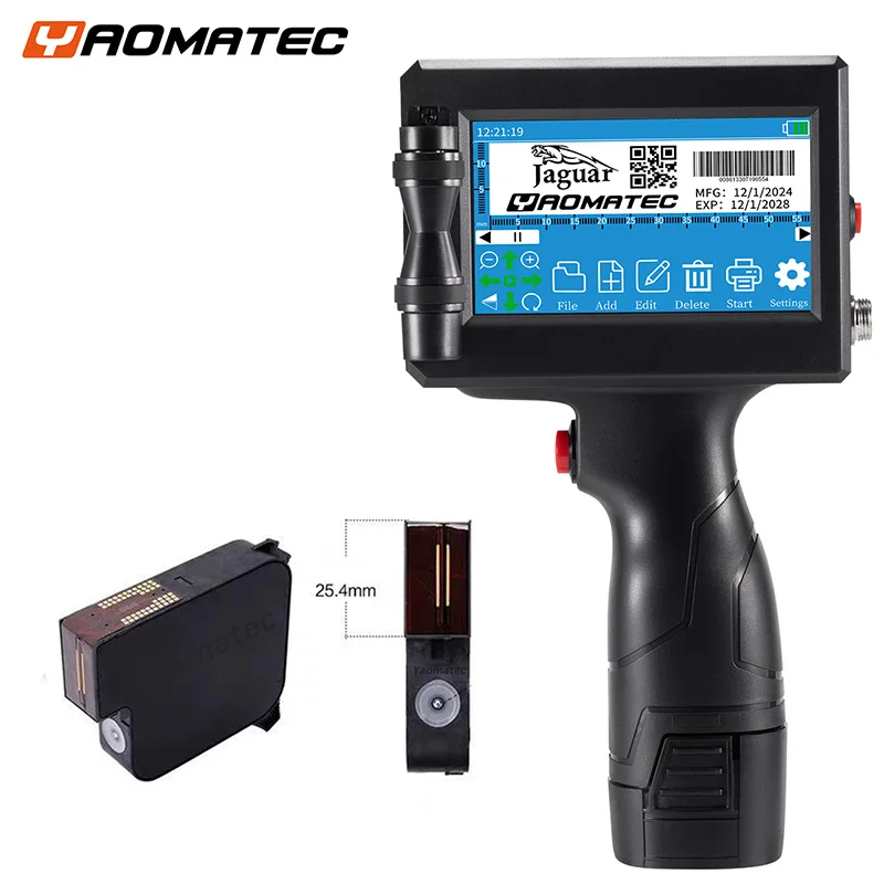 Imagem -06 - Portátil Handheld Inkjet Impressora Térmica qr Bar Código do Lote Data Variável Número Variável Logo Data de Expiração Hand Jet 25.4 mm