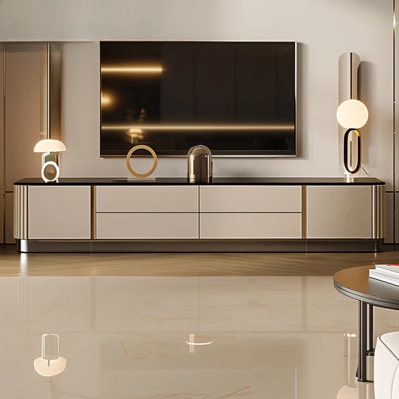 Rock slab TV cabinet coffee table combination, light luxury modern high-end