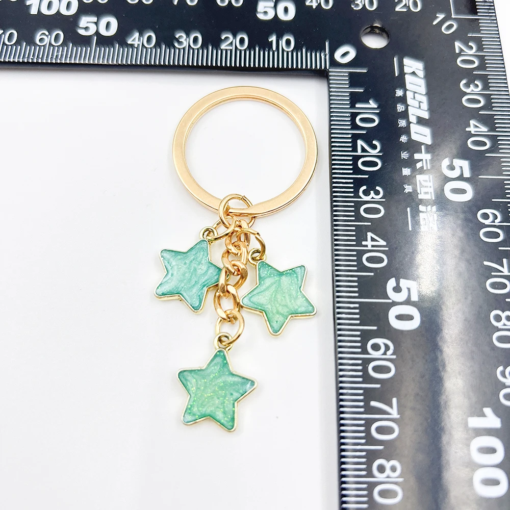 Estrelas Oil Enamel Encantos Chaveiros para Mulheres, Chaveiro de Carro, Presente Criança, Jóias, Nova Moda