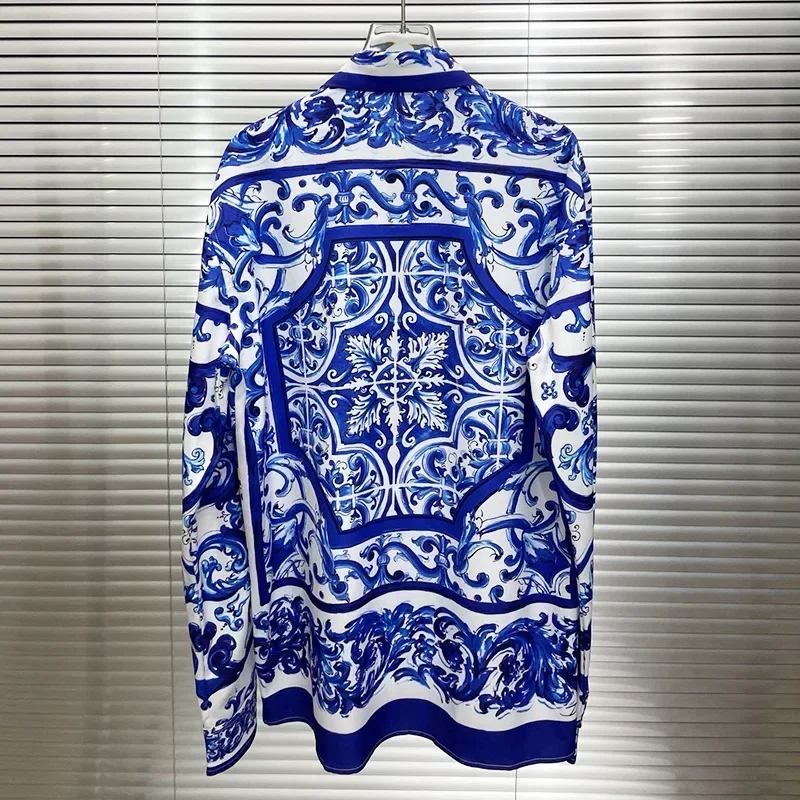 Camisa De manga larga real De lujo para hombre, ropa informal con estampado Floral, манга Longa, camisas para fiesta De graduaci