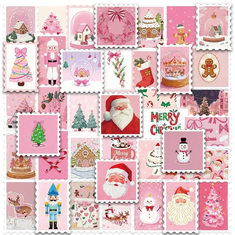 50 adesivi per timbri natalizi, decalcomanie per laptop, album, skateboard, casco, chitarra, adesivi estetici creativi fai da te