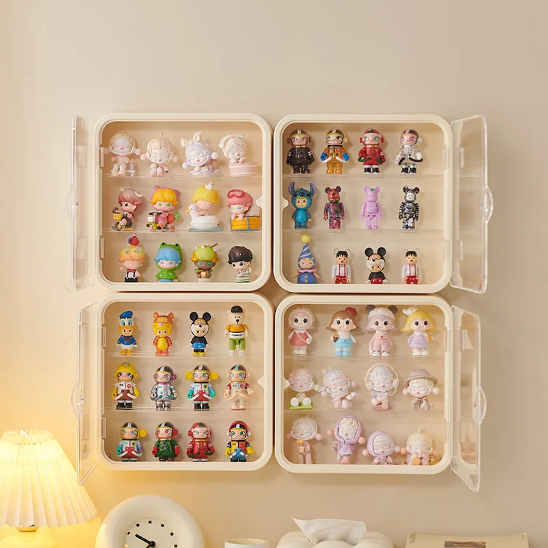 Wall-Mounted Doll Blind Box Storage Display Stand for Popmart Figure Display Cabinet Dust-proof Blind Box Storage Box