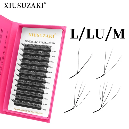 XIUSUZAKI L/LU/M Curl YY 3D 4D 5D W extensiones de pestañas suaves naturales W extensiones de pestañas prefabricadas volumen Fans tienda de pestañas postizas