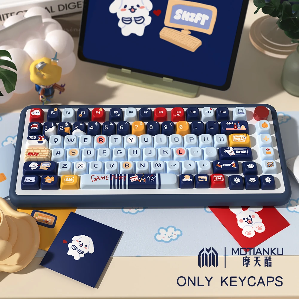 Game Puppy Theme Keycaps Cherry/SCA Profile Personalized Cartoon Keycap For Mechanical Keyboard with 7U and ISO key cap