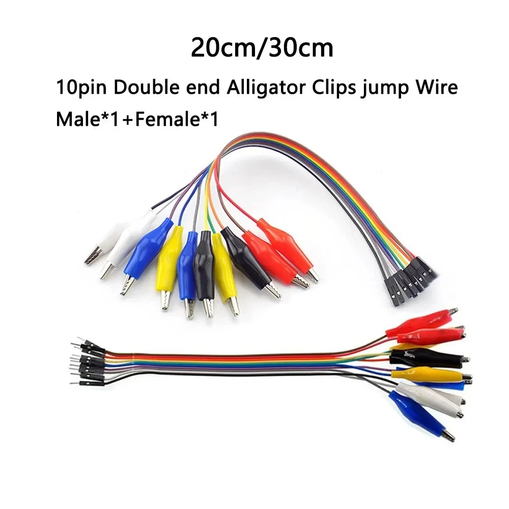 20cm 30cm 10pin Double End Alligator Clips Jump Wire Male Female Crocodile Clip Test Lead Jumper Wire Line Cable