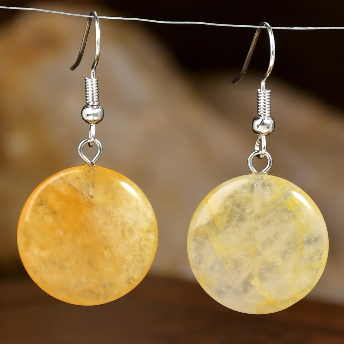 Natural Stone Amethyst Green Aventurine Round Dangle Earrings Bohemian Women's Exquisite Holiday Handmade Jewelry - view 6