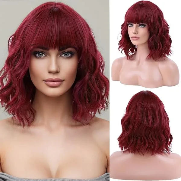 

Синтетический парик с челкой, волнистый, короткий, черный с коричневым, длиной до плеч, для женщин, для повседневного использования и вечеринок, естественный вид, платиновый блонд, омбре