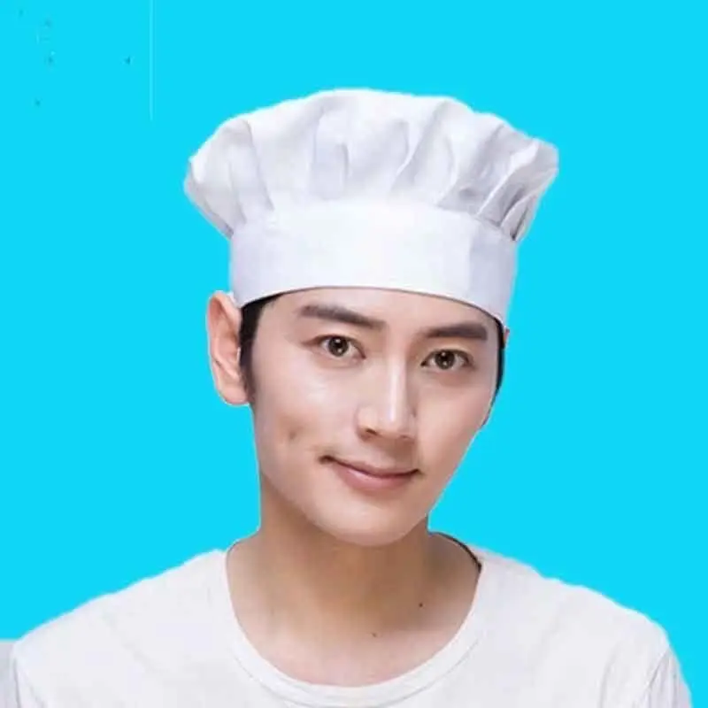 Wysokiej jakości elastyczny okrągły biały kapelusz kucharski, kapelusz do gotowania, kapelusz kostiumowy, odzież robocza dla szefa kuchni, odzież do obsługi gastronomicznej