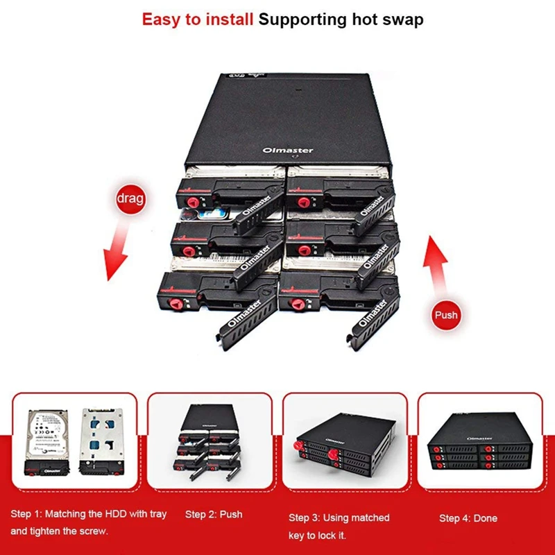 Imagem -02 - Oimaster-hard Disk Enclosure Rack 6-bay 2.5 Sata Ssd Hdd Enclosure Mobile Rack Armazenamento de Dados para 5.25 Drive Bay