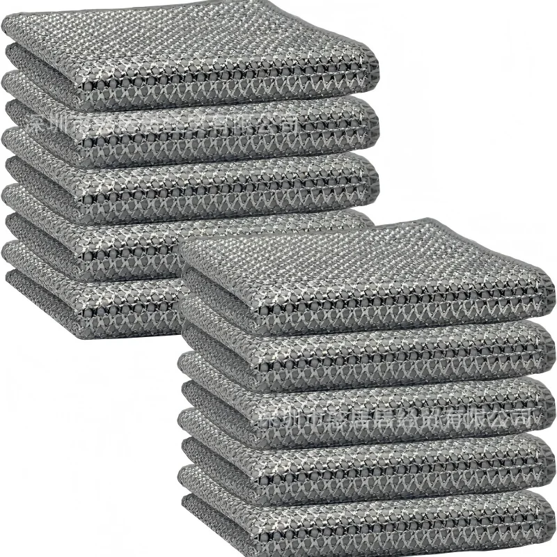 1/10 Pcs Thick Silver Wire Dishwashing Cloth Super Durable and Stain Resistant Kitchen Stove Brush and Pot Cleaning Cloth