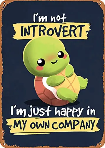 Интроверт черепаха винтажный вид металлический знак художественные принты Ретро подарок 8x12 дюймов