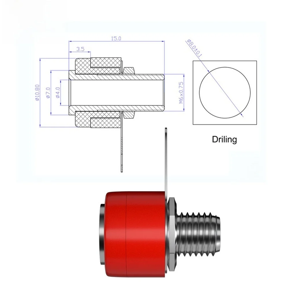 4mm Nickel Plated Banana Socket Panel Mount Connector with Washer for 58mm Hole Supports 19A 30Vac 60Vdc Electrical Connection