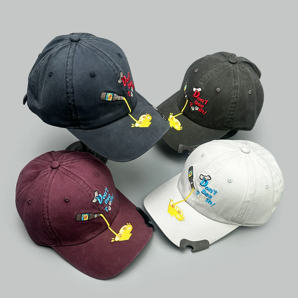 

Niche Interesting Letter Embroidery Baseball Hats New Unisex Sunshade Bottle Opener Versatile Personal Fashion ins Peaked Caps